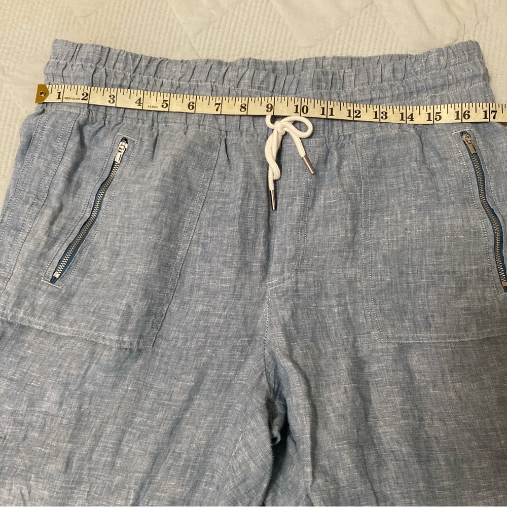 Athleta Carbón Linen Jogger Blue Drawstring Pants size 12 - Picture 11 of 13